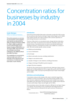 Concentration ratios for businesses by industry in 2004