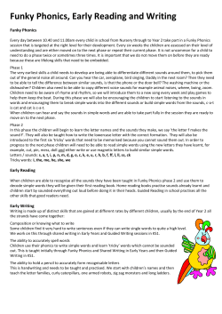 Funky Phonics, Early Reading and Writing