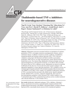 Thalidomide-based TNF-&alpha; inhibitors for neurodegenerative diseases