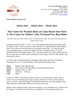 Media Alert The Center for Wooden Boats at Cama Beach State