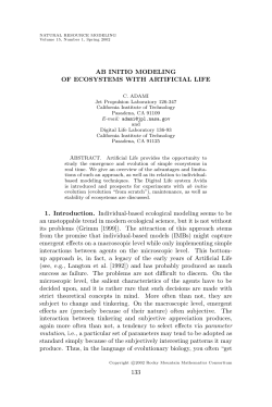 AB INITIO MODELING OF ECOSYSTEMS WITH ARTIFICIAL LIFE 1