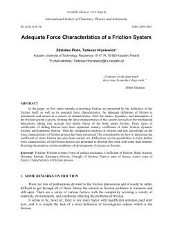 Adequate Force Characteristics of a Friction System