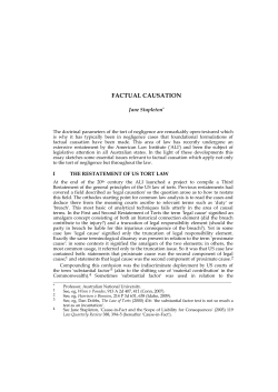 Factual Causation - Federal Law Review
