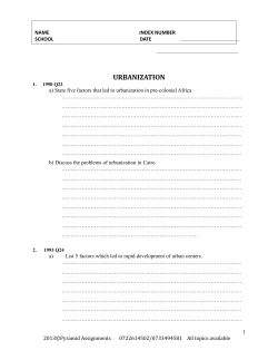 urbanization - magereza academy