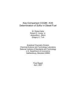 Key Comparison CCQM - K35 Determination of Sulfur in Diesel Fuel