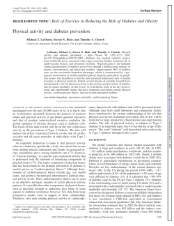 Physical activity and diabetes prevention