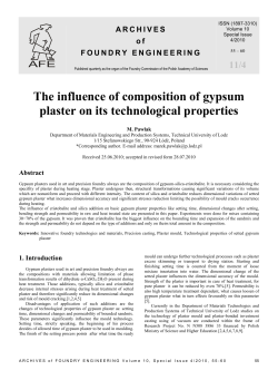 The influence of composition of gypsum plaster on its technological
