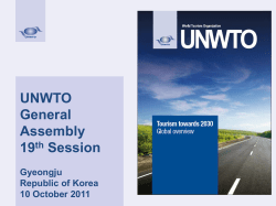 Tourism Towards 2030 - World Tourism Organization UNWTO