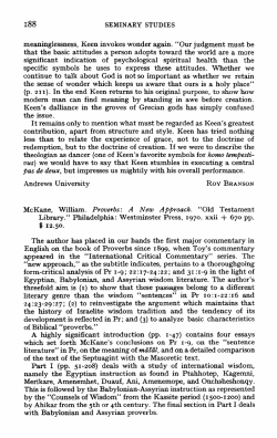 Proverbs: A New Approach [review]