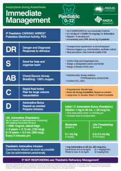 Paediatric Immediate Management Card