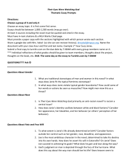 Their Eyes Were Watching God Thematic Essay Prompts Directions