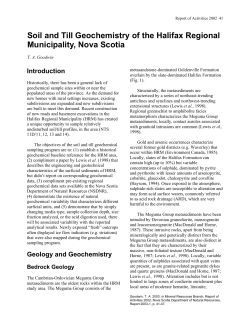 Soil and Till Geochemistry of the Halifax Regional Municipality