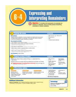 Lesson 6.4 Expressing and Interpreting Remainders