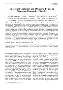 Inferential Confusion and Obsessive Beliefs in Obsessive