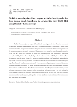 Statistical screening of medium components for lactic acid
