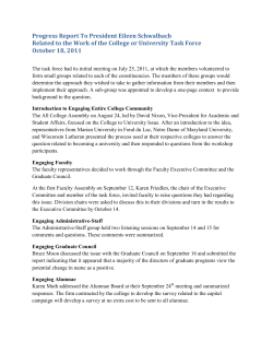 Progress Report To President Eileen Schwalbach