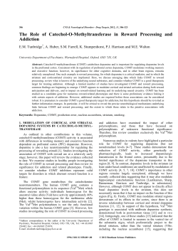 The Role of Catechol-O-Methyltransferase in Reward