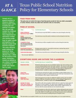 Elementary School Nutrition Guide