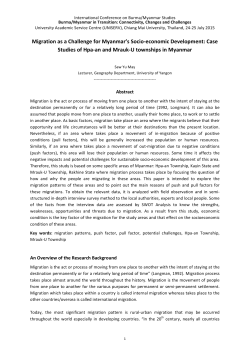 Migration as a Challenge for Myanmar`s Socio