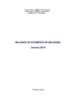 BALANCE OF PAYMENTS OF BULGARIA January 2014