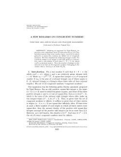 A Few Remarks on Congruent Numbers