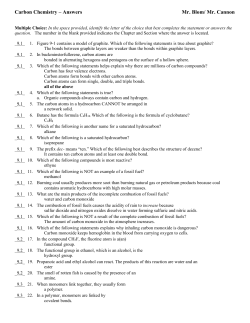 Carbon Chemistry – Answers Mr. Blom/ Mr. Cannon