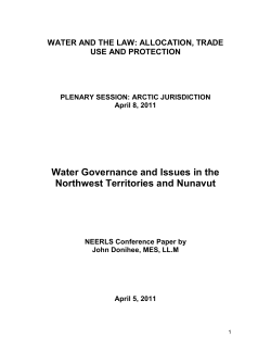 Water Governance and Issues in the Northwest Territories and