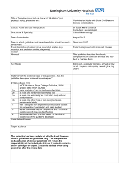 Sickle Cell Disease - Chronic complications