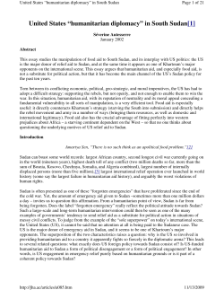 United States &ldquo;humanitarian diplomacy&rdquo; in South Sudan[1]