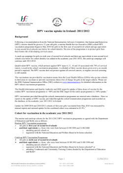 HPV vaccine uptake in Ireland: 2011/2012
