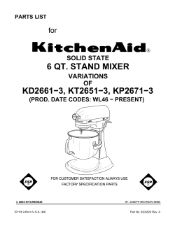 6 QT. STAND MIXER KD2661&minus;3, KT2651&minus;3, KP2671&minus;3
