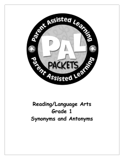 Reading/Language Arts Grade 1 Synonyms and Antonyms