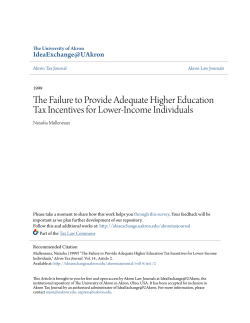 The Failure to Provide Adequate Higher Education Tax Incentives
