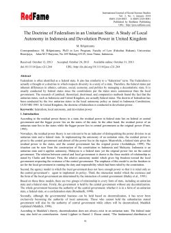 The Doctrine of Federalism in an Unitarian State: A Study of Local
