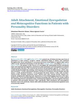 Adult attachment, emotional dysregulation and Metacognitive