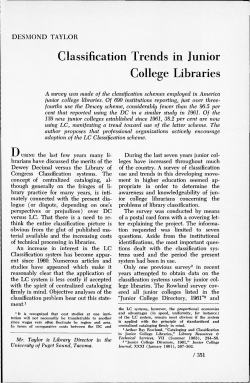 Classification Trends in Junior College Libraries
