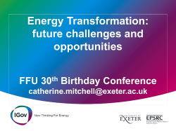 Energy Transformation: future challenges and opportunities