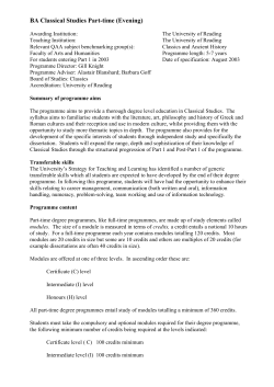 BA Classical Studies Part-time (Evening)