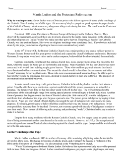 Luther Sparks the Protestant Reformation