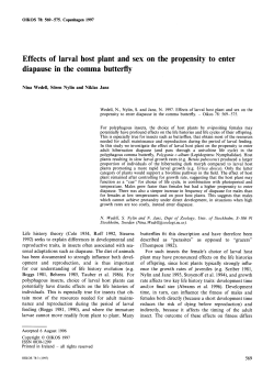 Effects of larval host plant and sex on the propensity to enter