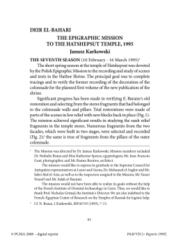 DEIR EL-BAHARI THE EPIGRAPHIC MISSION TO THE