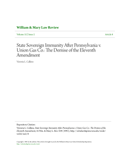 State Sovereign Immunity After Pennsylvania v. Union Gas Co.: The