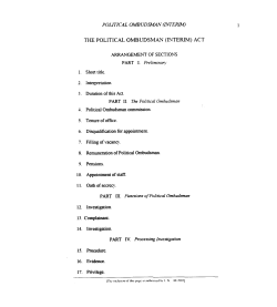 THE POLITICAL OMBUDSMAN (INTERIM) ACT ARRANGEMENT