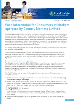 Food Information for Consumers at Markets operated by Country