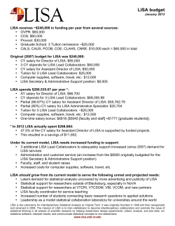 LISA budget and colleges - LISA (Virginia Tech`s Laboratory for