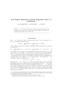 Low Degree Solutions to Linear Equations with K[x] Coefficients