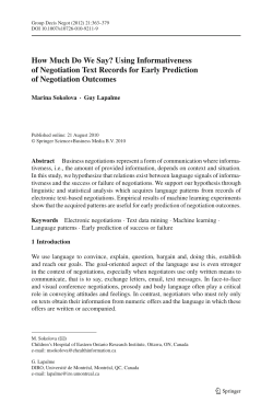How Much Do We Say? Using Informativeness of Negotiation Text