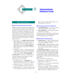 9 ORGANIZING PRODUCTION