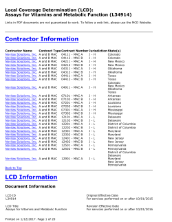 Local Coverage Determination for Assays for Vitamins and