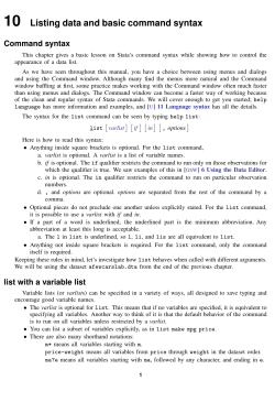 Listing data and basic command syntax
